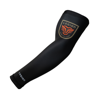 Black arm sleeve with Legion logo on a white background