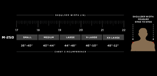 LEGION M-250 Varsity Football Shoulder Pads sizing chart