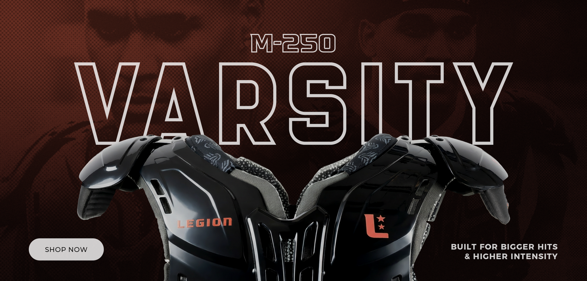 M-250 Varsity shoulder pads with Legion branding