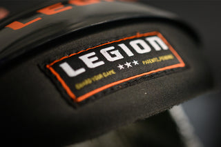 Close up of LEGION M-250 Varsity Football Shoulder Pads with LEGION logo visible