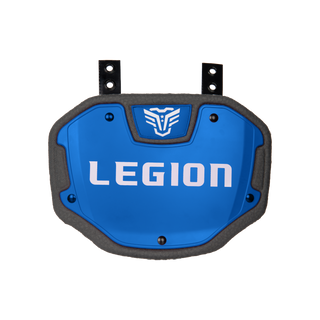 LEGION M-Series Highlight Football Back Plate in blue with LEGION logo
