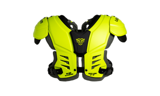 Fluorescent yellow and black shoulder pad on a white background